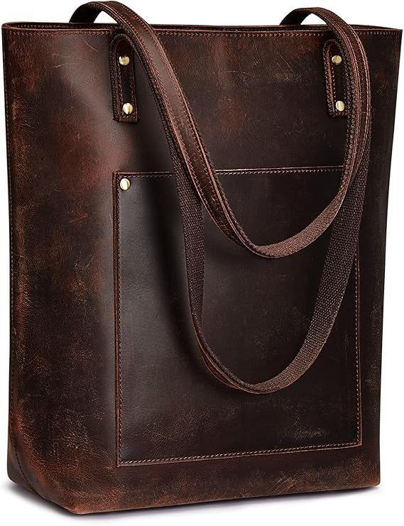 Women’s Vintage Leather Tote – Laptop Shoulder Bag