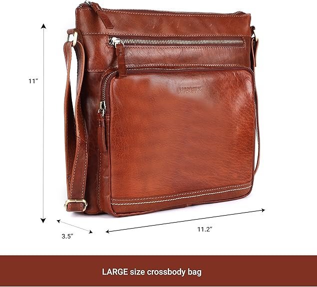 Large Soft Leather Crossbody – Triple Zip Shoulder Bag - Image 2