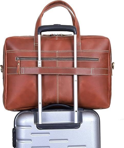 18" Full Grain Leather Briefcase – Fits 17.5" Laptop - Image 3