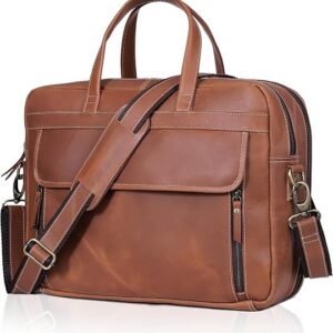 18" Full Grain Leather Briefcase – Fits 17.5" Laptop
