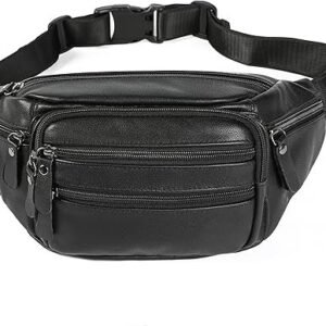 Black Leather Waist Bag – Unisex Fanny Pack
