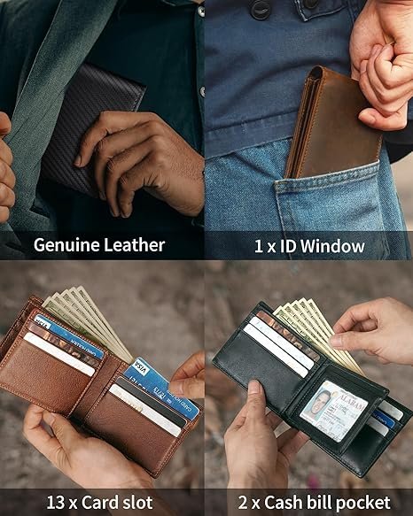 Men’s RFID Leather Bifold Wallet – 13 Card Slots - Image 3