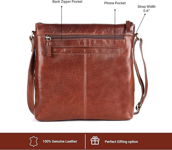 Large Soft Leather Crossbody – Triple Zip Shoulder Bag - Image 4