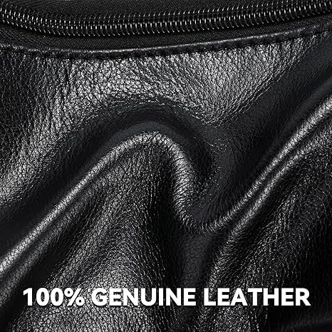 Black Leather Waist Bag – Unisex Fanny Pack - Image 2